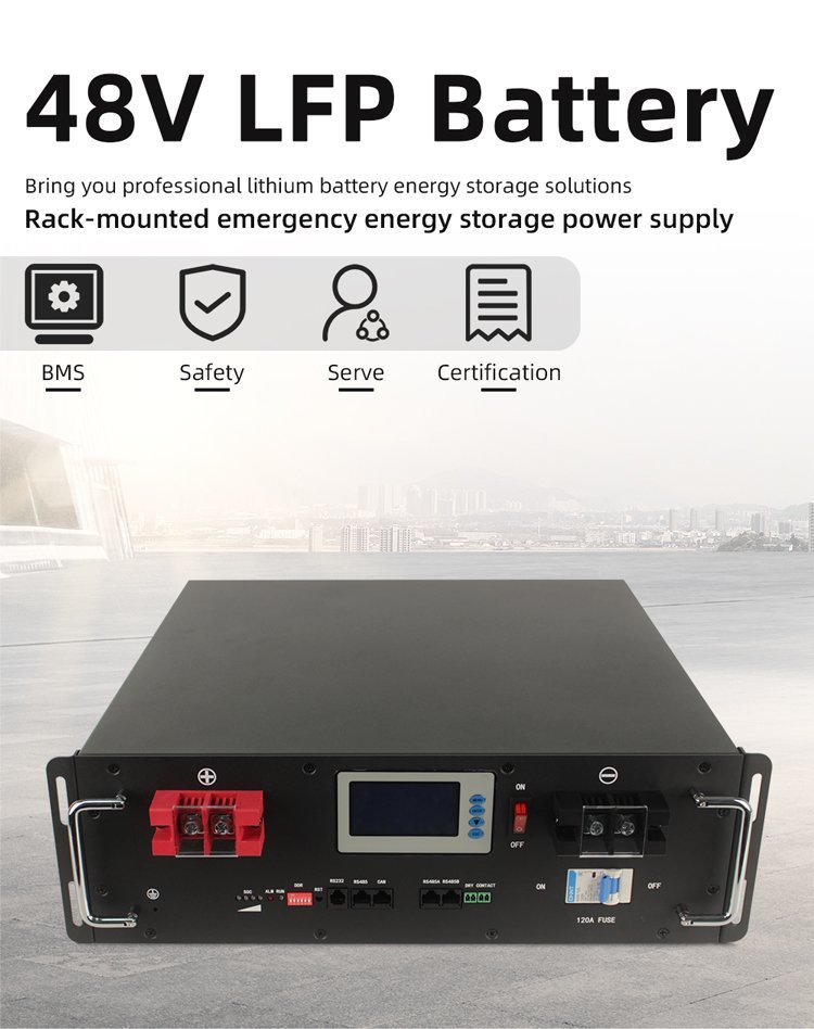 家用48V 51.2V LiFePO4锂电池架安装、堆叠电池组柜及锂电池储能逆变器集成系统