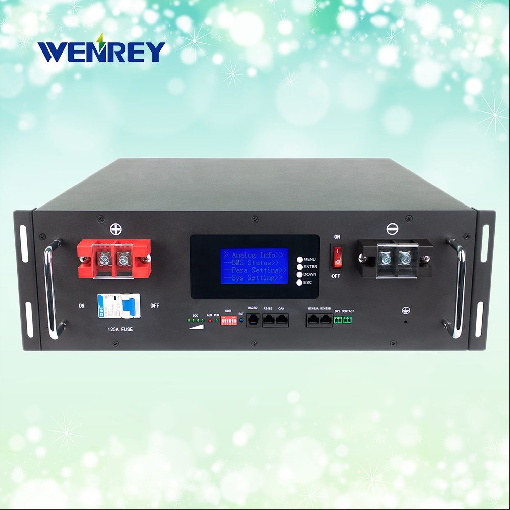 用于太阳能应用的混合逆变器系统电池柜，配备高压 51.2V 60V LiFePO4 电池