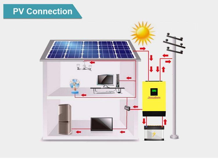 5kw 混合太阳能逆变器并网/离网太阳能并网逆变器单相输出 220V 并联型带充电器和 MPPT 控制器